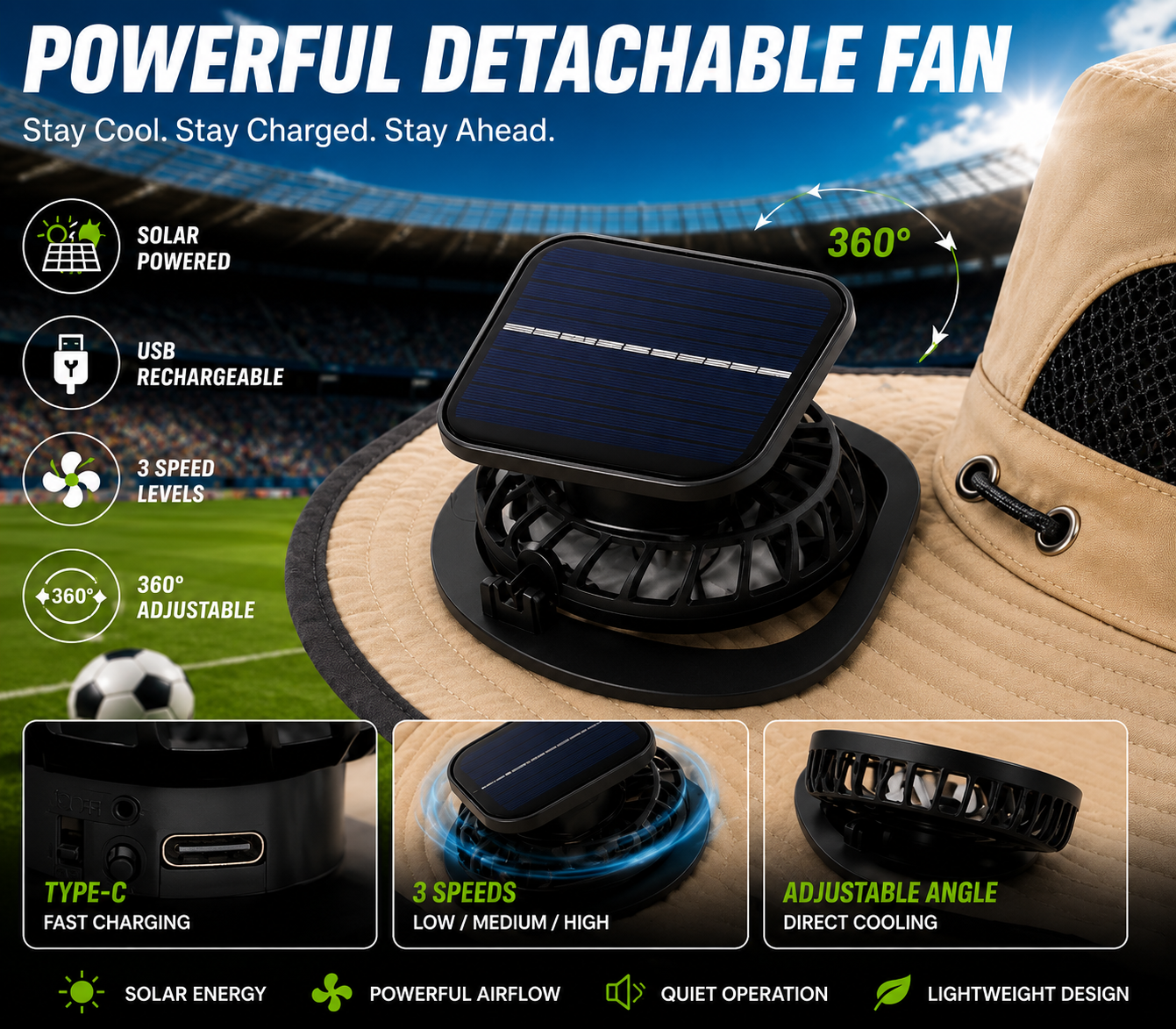 smmr Solar Fan Hat — Stay Cool Anywhere, Powered by the Sun