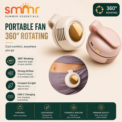 smmr Portable Mini Clip Fan with 360° Cooling