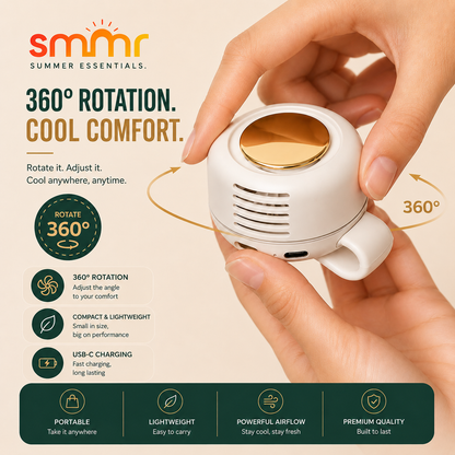 smmr Portable Mini Clip Fan with 360° Cooling